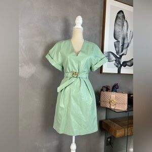 Pinko V neck mini dress - pastel green